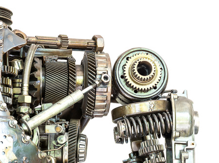 Grunge and rusty machine isolated on whiteの写真素材