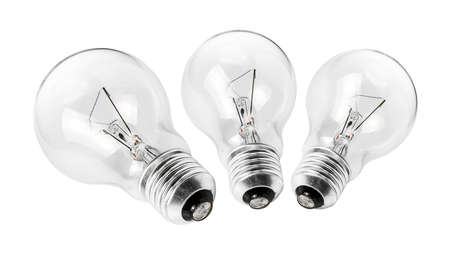 Electrical light bulb group isolated on white backgroundの写真素材