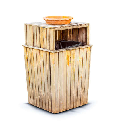 The wooden bin isolated on white backgroundの写真素材