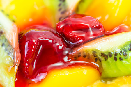 Closeup of fruit and jam topping bun productの写真素材