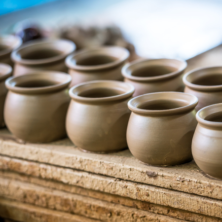 New pottery product in produce step at the factoryの写真素材