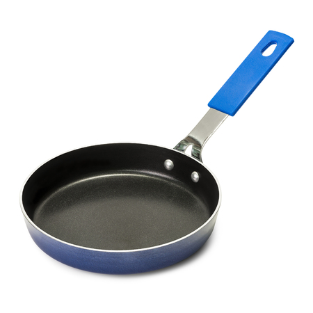 Metal frying pan isolated on white backgroundの写真素材