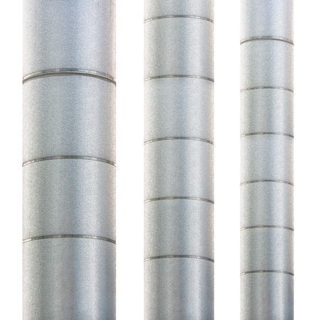 Industrial metal pipe in factory isolated on white backgroundの写真素材