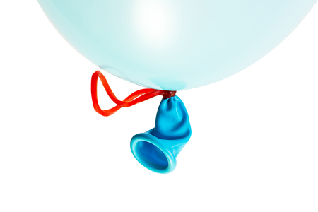 Closeup of blue ballon isolated on white background with clipping pathの写真素材