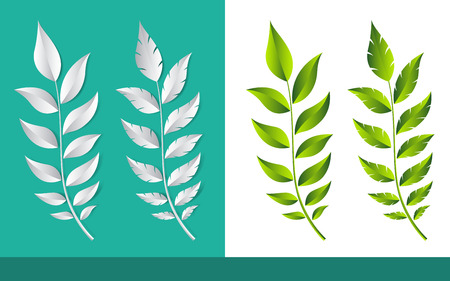 Sprout of plant leaf in illustration vector paper cut styleのイラスト素材