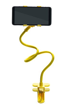 Smartphone clamp holder isolated on white background with clipping pathの写真素材