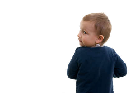 young boy hidingの写真素材