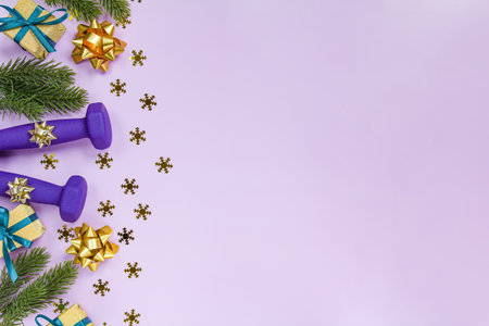 The concept of a merry Christmas and New Year in the gymの写真素材