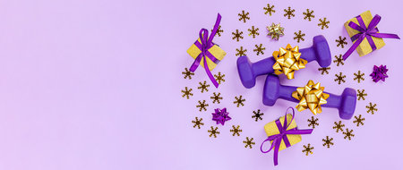 The concept of a merry Christmas and New Year in the gymの写真素材