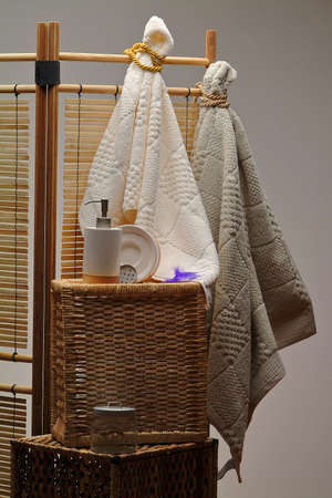 Towels in bathroomの写真素材