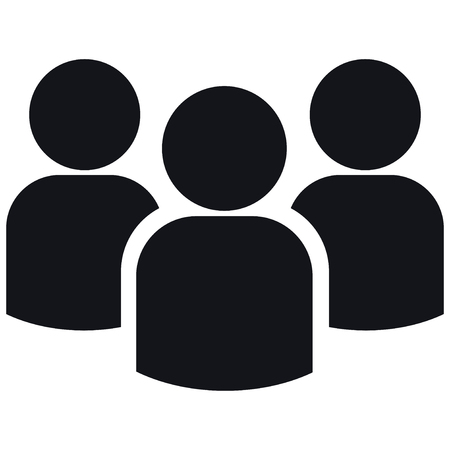 Icon of group of three people silhouettes. Simple vector illustration. Isolated on a white background.のイラスト素材
