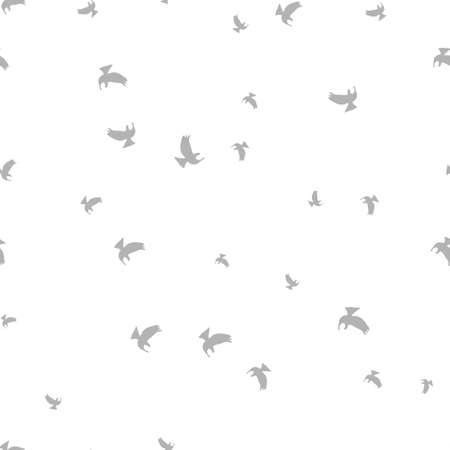 Bird seamless pattern. Gray birds on a white background. Vector illustration.のイラスト素材