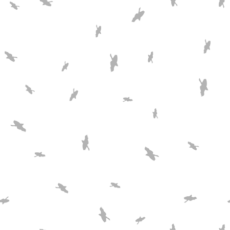Bird seamless pattern. Gray birds on a white background. Vector illustration.のイラスト素材