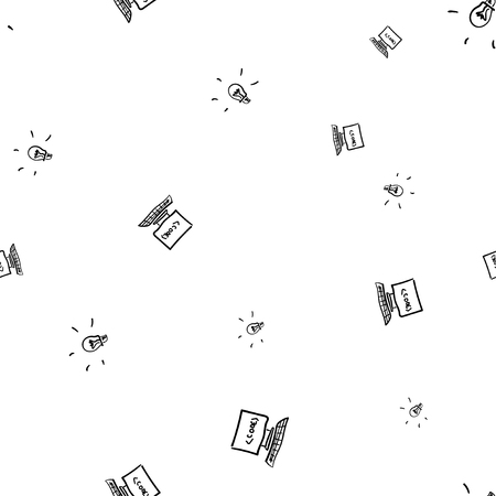 Seamless pattern of inspiration for writing software code. Children s drawing, doodleのイラスト素材