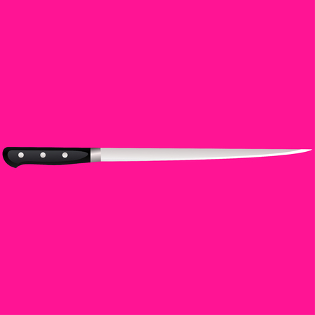 Kitchen knife on a colored background. Vector illustration in 3d style