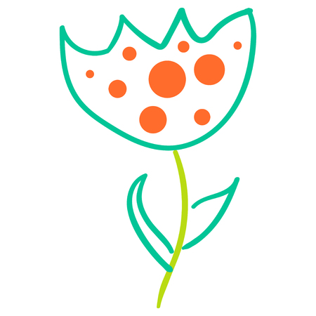Flower graphic design. Floral elements doodle flowers. Modern botany. Vector illustration on white background.のイラスト素材
