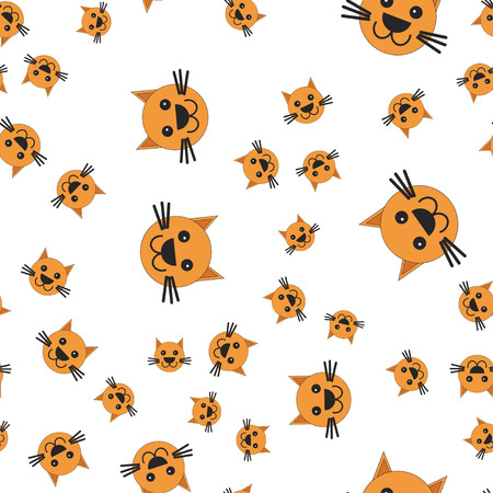 Seamless pattern of cat head. Vector illustration in cartoon styleの写真素材