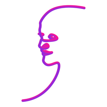 Man of one line. Vector illustration of a black man face on a white background.のイラスト素材