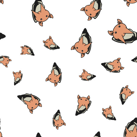 Seamless pattern of cartoon bunnies denoting cancer zodiac signs. Vector illustration on white background.のイラスト素材