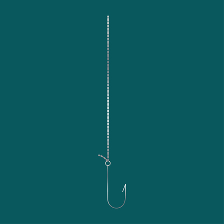 Fishing line with a hook. Vector illustration on color background.
