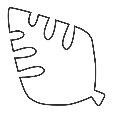 Contour of leaf ancient tree, which can be used as a coloring. Isolated on white background. Vector illustration.のイラスト素材