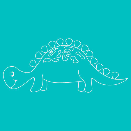Contour of dinosaurus stegosaurus. Isolated on turquoise background. Vector illustration.のイラスト素材
