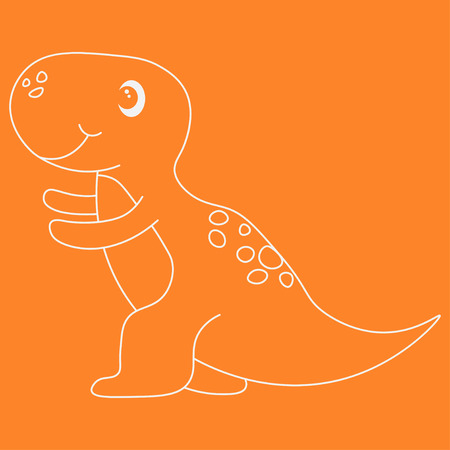 Contour of dinosaurus tyrannosaur. Isolated on orange background. Vector illustration.のイラスト素材