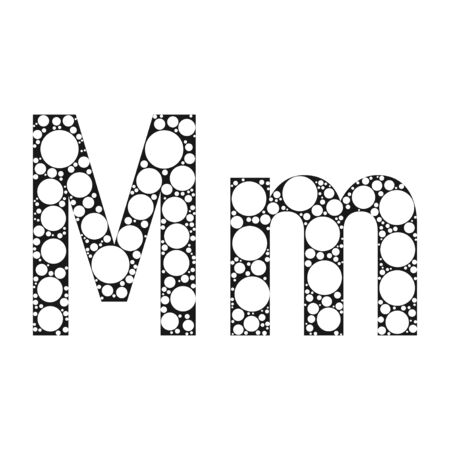 The letter of the alphabet in black and white circles. Vector font illustration.のイラスト素材