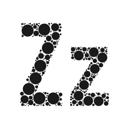 A letter of the alphabet from black circles laid out by mozayka. Vector font illustration.のイラスト素材