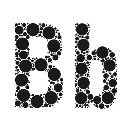 A letter of the alphabet from black circles laid out by mozayka. Vector font illustration.のイラスト素材