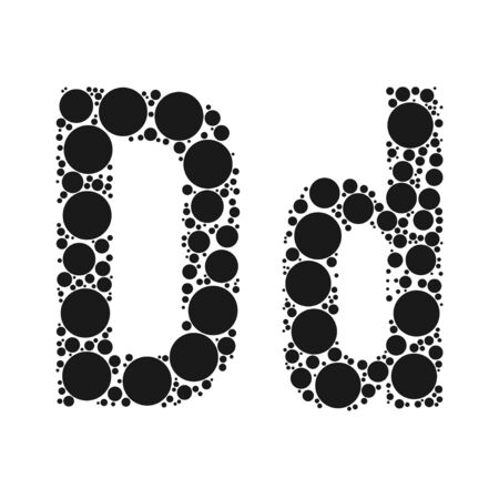 A letter of the alphabet from black circles laid out by mozayka. Vector font illustration.のイラスト素材