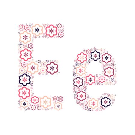 Letter of the alphabet of colored flowers positive fun font illustration.のイラスト素材