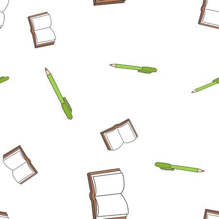 Seamless pattern of school supplies in Doodle style.のイラスト素材