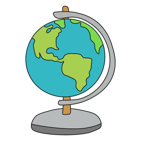 School globe in Doodle style. Vector illustration.のイラスト素材