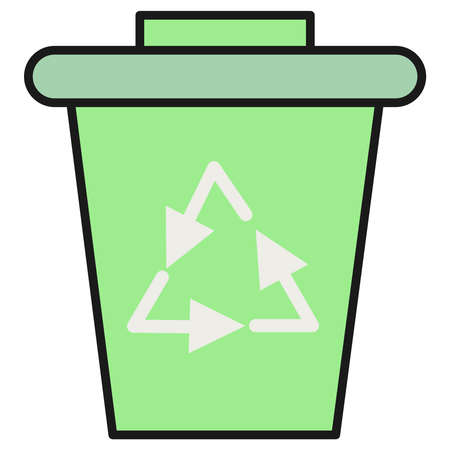 Ecological icon. Garbage container. Isolated on white background. Vector illustration.のイラスト素材