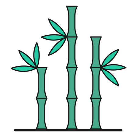 Bamboo sprouts. Ecological icons with plants. Isolated on white background. Vector illustration. Color image.のイラスト素材