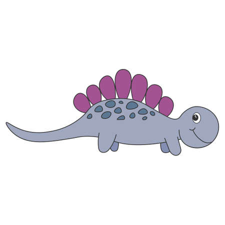 Cute cartoon dinosaur stegosaurus. Purple dinosaur isolated on a white background. illustration.の写真素材