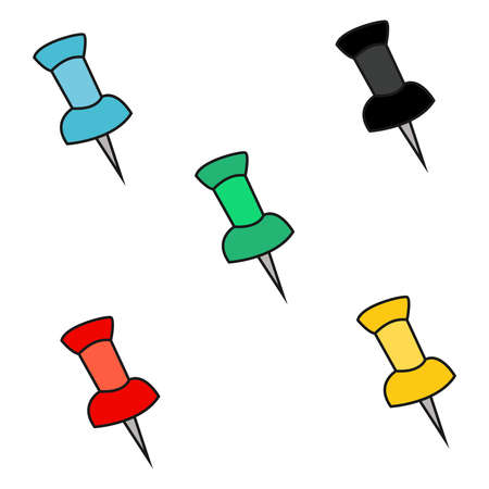 School stationery buttons in Doodle style. illustration.