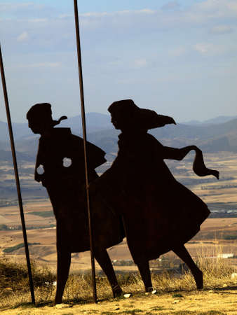 sculpture of pilgrims forgiveness (navarra)の写真素材