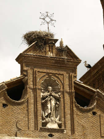 storks in the church of San Francisco in Alfaro  La Rioja のeditorial素材