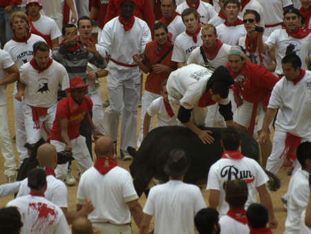 running of the bulls in Pamplonaのeditorial素材