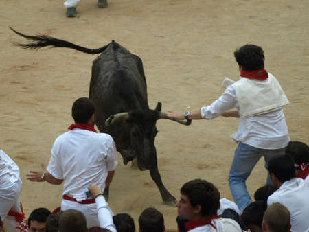 running of the bulls in Pamplonaのeditorial素材