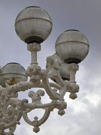old fashionable street lamps in the city of san sebastian