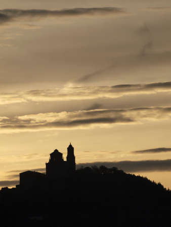 san gregorio ostiense hermitage in a colorfull sunset.の写真素材