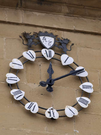 the clock of the church of treviana in la riojaの写真素材