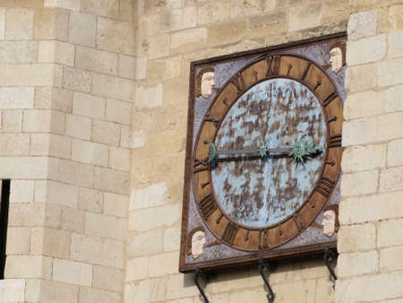 old clock on the facade of the cathedral in Leon (Castilla)の写真素材