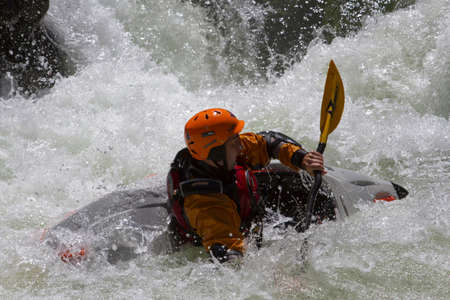 kayaks going down the river Urbion in La Riojaのeditorial素材