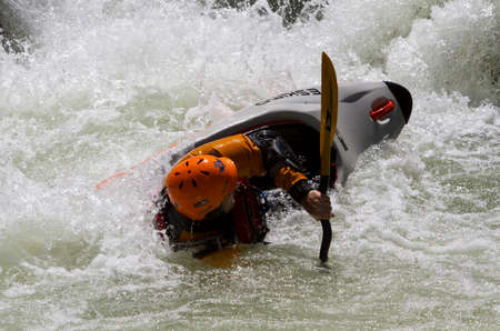 kayaks going down the river Urbion in La Riojaのeditorial素材