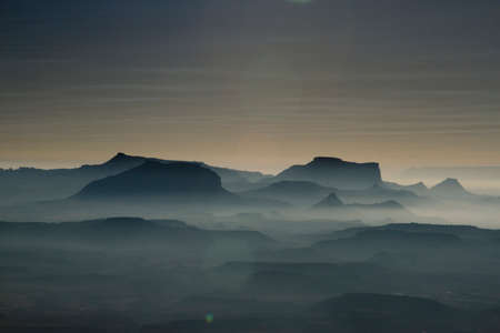 bardenas reales desert covered by fog in navarre