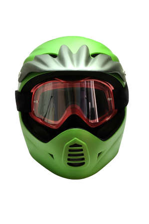 Full face cycling helmet with goggles for extreme ridingの写真素材
